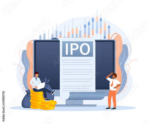 IPO, initial public offering, investment opportunity or make profit from new stock concept. Return on investment, financial solutions, passive income.