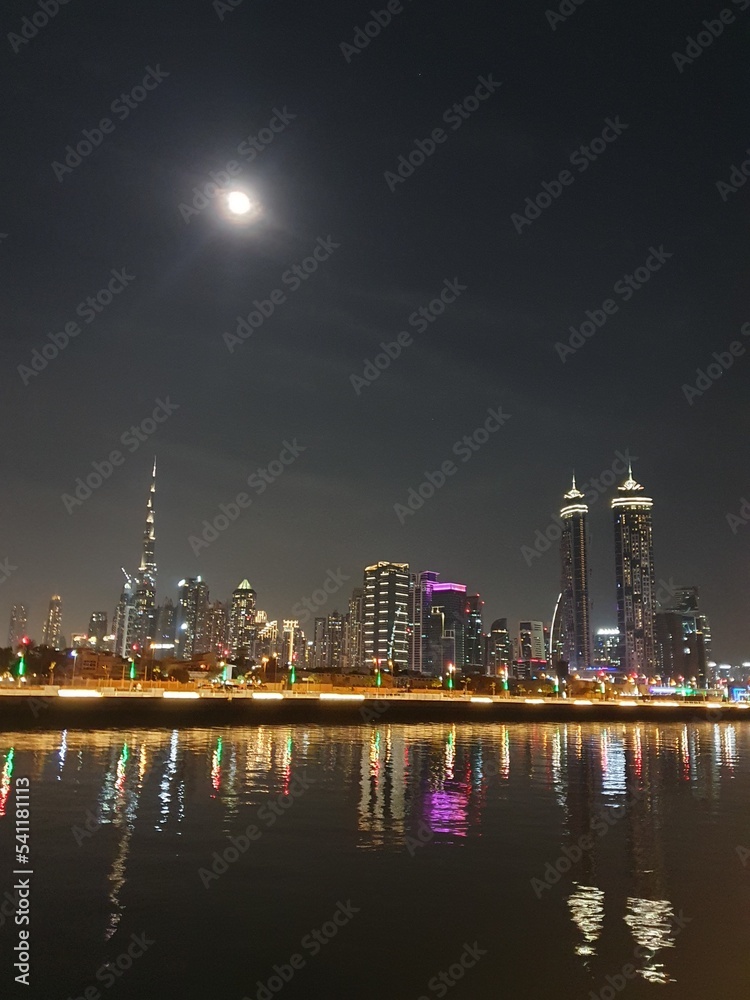 Night time of Dubai downtown