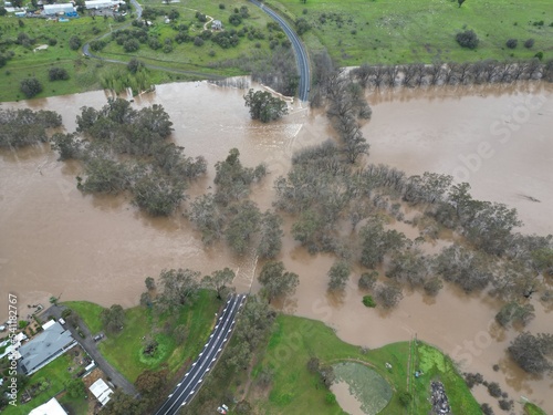 Flooding Axedale village, Campaspe River burst its banks near Bendigo after heavy spring rain 2022 photo