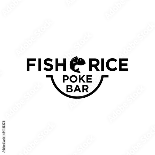 poke bowl fish rice logo illustration vector template download