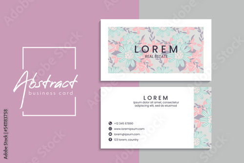 Floral style business card template vector