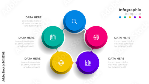 Infographic diagram with 5 optios, steps or parts. Vector illustration for presentation.