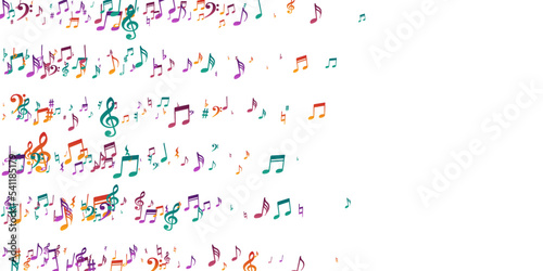 Musical note symbols vector background. Melody