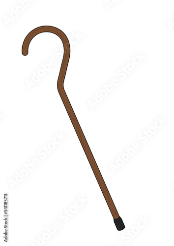 Walking wood stick isolated on white background vector illustration