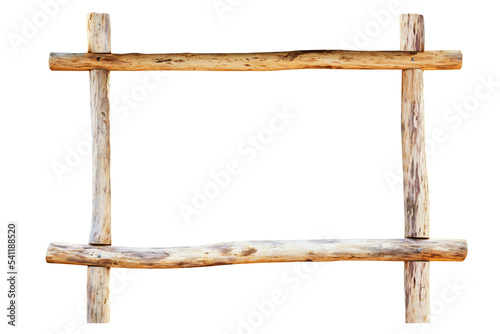 Wood frame for advertising made from oak logs in PNG isolated on transparent background