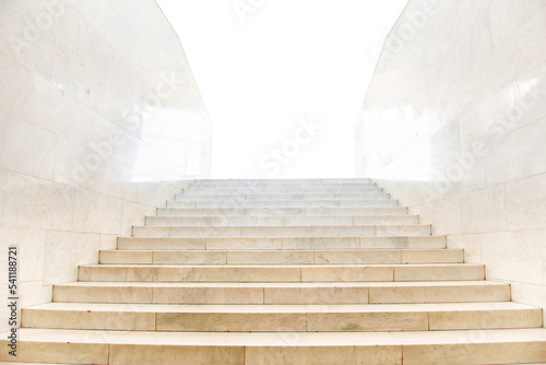 Marble staircase with stairs and walls in PNG isolated on transparent background