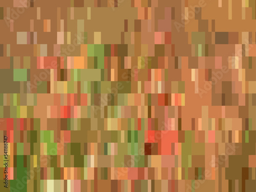 Fototapeta Naklejka Na Ścianę i Meble -  Decorative background with small vertical blocks in brown-red-green key. Rectangular elements arranged randomly form a mosaic background. It can be used for tiles, fabric, textiles, scrapbooking, etc.