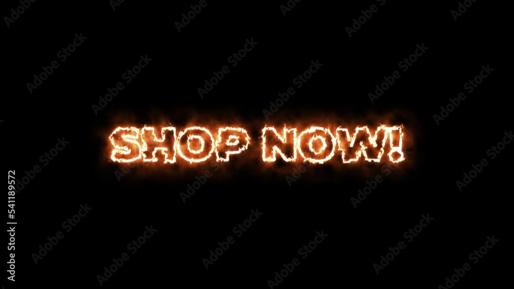 Shop now fire text concept animation. isolated on black background.4K video. cool effect. Shop now fire text concept animation. isolated on black background.4K video. cool effect.