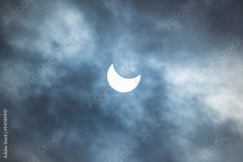 Solar eclipse. Photograph of a partial solar eclipse.