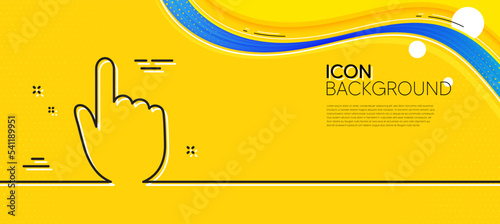 Hand Click line icon. Abstract yellow background. Finger touch sign. Cursor pointer symbol. Minimal hand click line icon. Wave banner concept. Vector