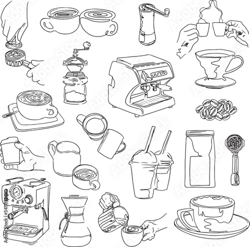 Set of Coffee line art.