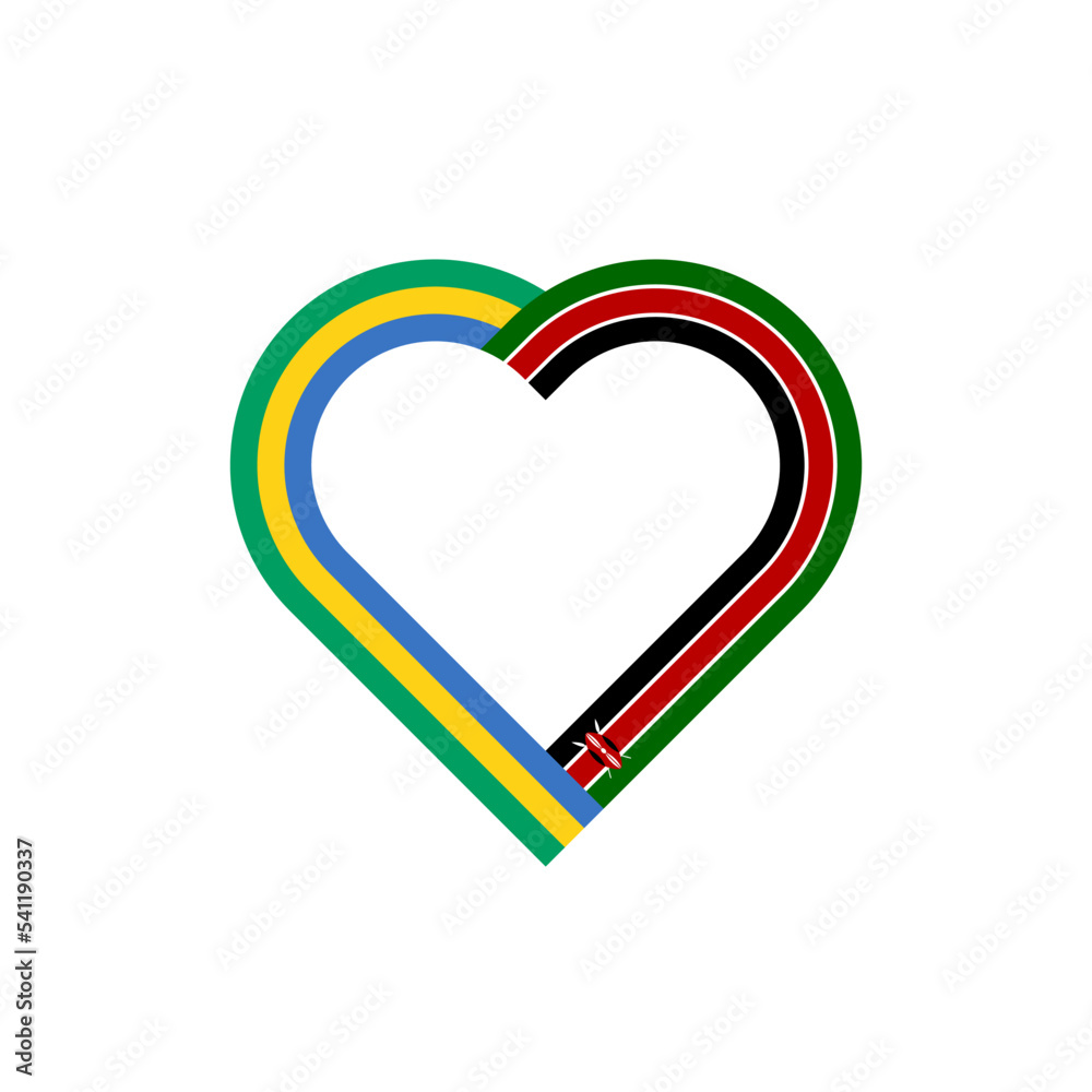 friendship concept. heart ribbon icon of gabon and kenya flags. vector illustration isolated on white background