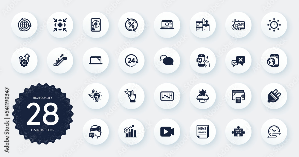Set of Technology icons, such as Winner podium, Seo gear and World time flat icons. Mobile internet, Quick tips, Wallet web elements. Wholesale goods, 24h service, Electric plug signs. Vector Set of Technology icons, such as Winner podium, Seo gear and World time flat icons. Mobile internet, Quick tips, Wallet web elements. Wholesale goods, 24h service, Electric plug signs. Vector