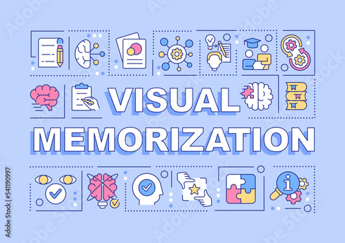 Visual memorization word concepts blue banner. Remembering style. Infographics with editable icons on color background. Isolated typography. Vector illustration with text. Arial-Black font used photo
