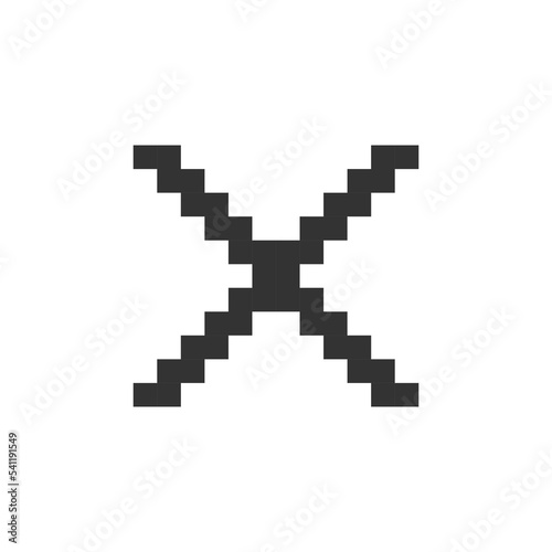 Cross mark pixelated ui icon. Delete action. Cancel button. Close window. Multiplication. Editable 8bit graphic element. Outline isolated vector user interface image for web, mobile app. Retro style photo