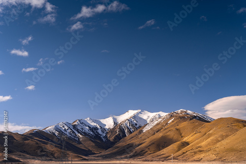 Mountainous view along State Highway 8 from Fairlie to the famous Lake Tekapo in Canterbury, South island, New Zealand. photo