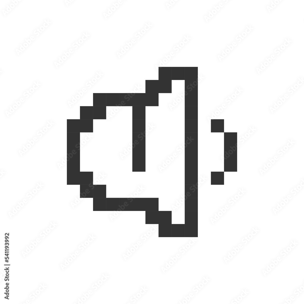 Change ringer volume pixelated ui icon. Turning sound down. Phone settings. Music player. Editable 8bit graphic element. Outline isolated vector user interface image for web, mobile app. Retro style Change ringer volume pixelated ui icon. Turning sound down. Phone settings. Music player. Editable 8bit graphic element. Outline isolated vector user interface image for web, mobile app. Retro style