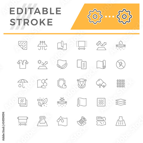 Set line icons of fabric