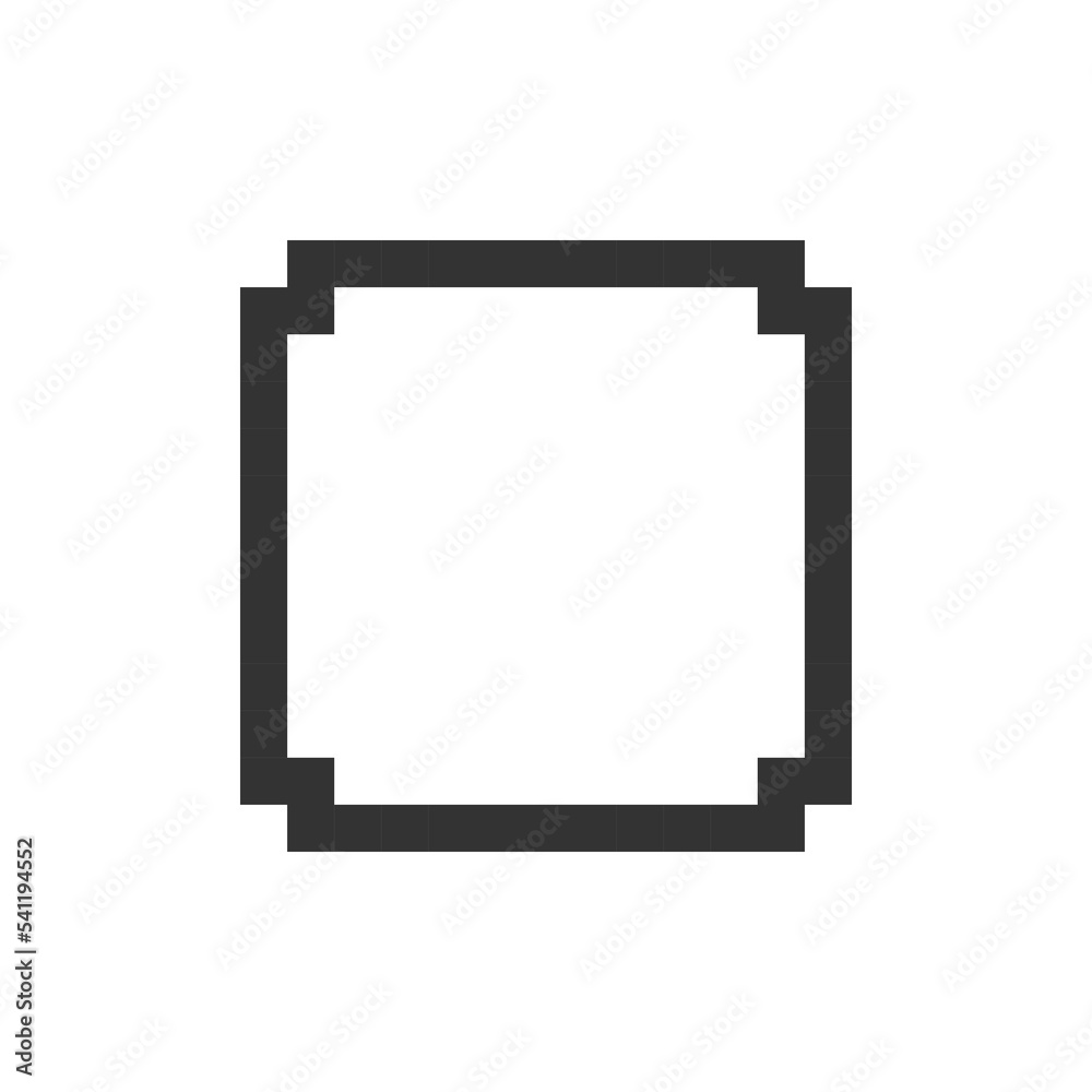 Stop button pixelated ui icon. Music player bar. Playing multimedia file. Cancel. Editable 8bit graphic element. Outline isolated vector user interface image for web, mobile app. Retro style