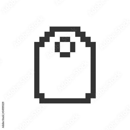 Price tag pixelated ui icon. Label placement. Showing retail prices. Online marketplace. Editable 8bit graphic element. Outline isolated vector user interface image for web, mobile app. Retro style