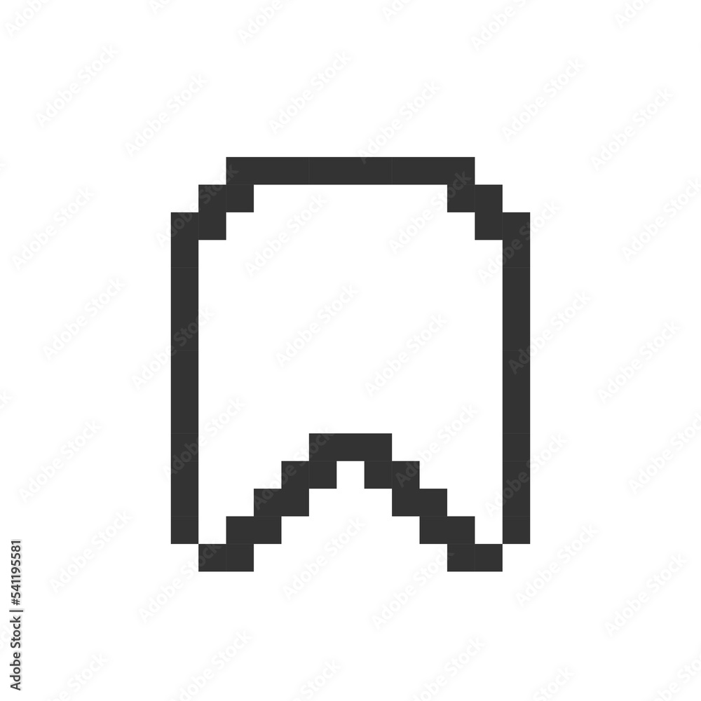 Ribbon bookmark pixelated ui icon. Favourite mark. Save link, page. Marking tool. Editable 8bit graphic element. Outline isolated vector user interface image for web, mobile app. Retro style Ribbon bookmark pixelated ui icon. Favourite mark. Save link, page. Marking tool. Editable 8bit graphic element. Outline isolated vector user interface image for web, mobile app. Retro style