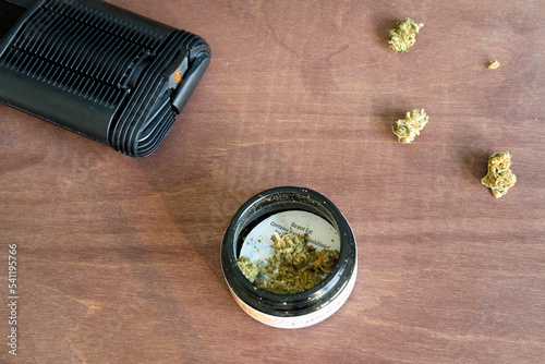dried natural raw hemp with CBD and THC used in vaporizer in medical purposees and aromatheraly