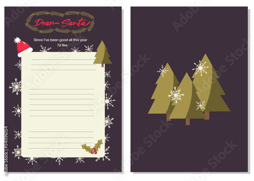Christmas wish list template on a dark background