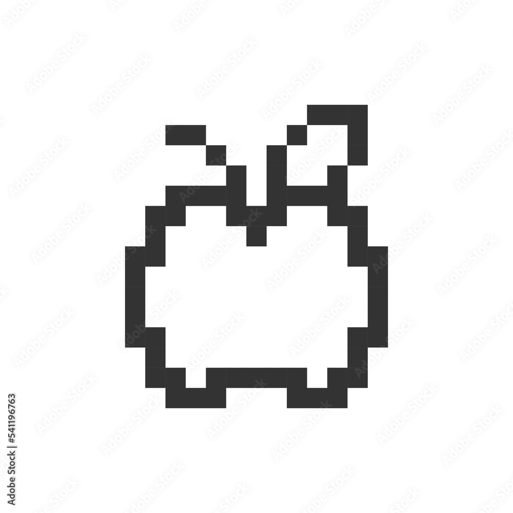 Fruit pixelated ui icon. Organic products selling. Local farmers market. Editable 8bit graphic element. Outline isolated vector user interface image for web, mobile app. Retro style Fruit pixelated ui icon. Organic products selling. Local farmers market. Editable 8bit graphic element. Outline isolated vector user interface image for web, mobile app. Retro style