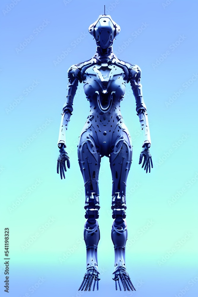 Alien Robot Android 3d illustration character no background