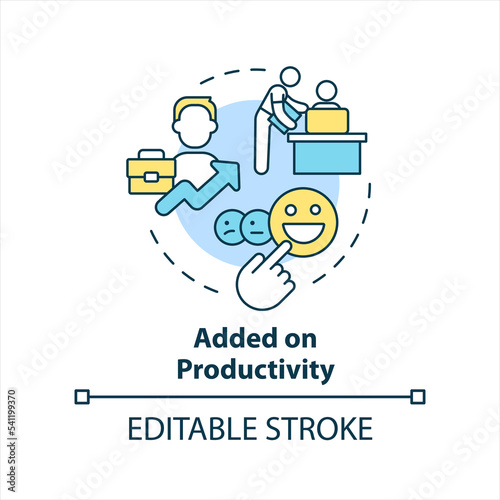 Added on productivity concept icon. Positive employee employer relationship abstract idea thin line illustration. Isolated outline drawing. Editable stroke. Arial, Myriad Pro-Bold fonts used