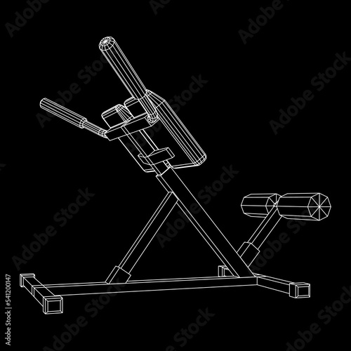 Modern exercise machine for the back and abs. Hyperextension simulator.