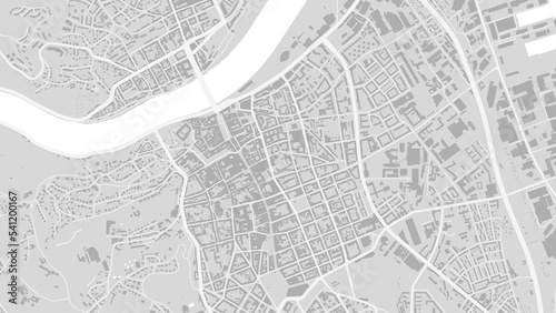 White and light grey Linz City area vector background map, roads and water cartography illustration.