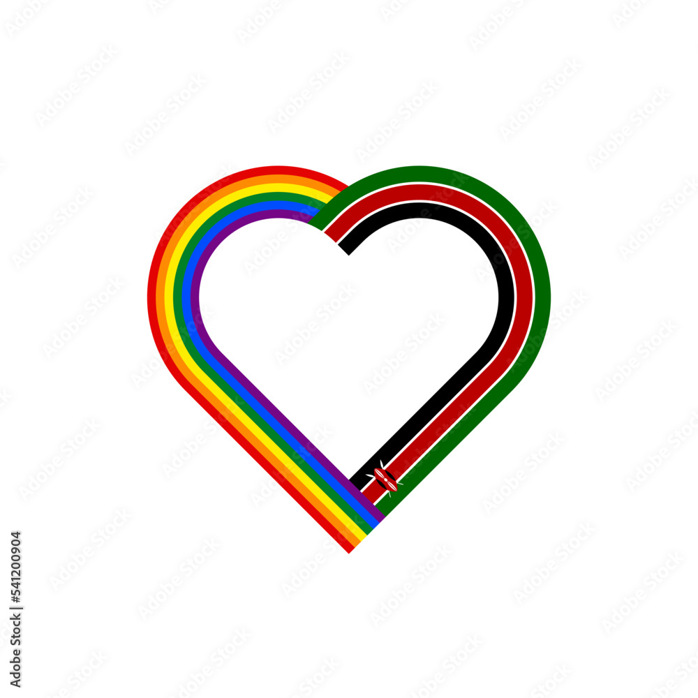 unity concept. heart ribbon icon of rainbow and kenya flags. vector illustration isolated on white background unity concept. heart ribbon icon of rainbow and kenya flags. vector illustration isolated on white background