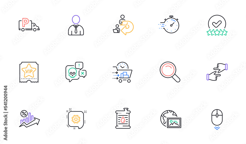 Web photo, Rating stars and Cogwheel line icons for website, printing. Collection of Vip ticket, Timer, Loan percent icons. Cyber attack, Delegate work, Food delivery web elements. Human. Vector Web photo, Rating stars and Cogwheel line icons for website, printing. Collection of Vip ticket, Timer, Loan percent icons. Cyber attack, Delegate work, Food delivery web elements. Human. Vector