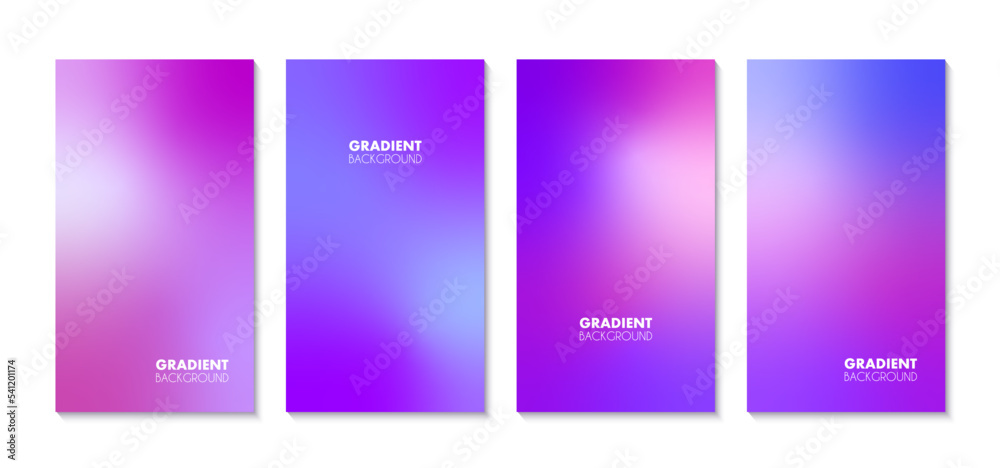 Abstract blurred backgrounds. Vector set of colorful soft gradient cover templates for instagram stories, posters