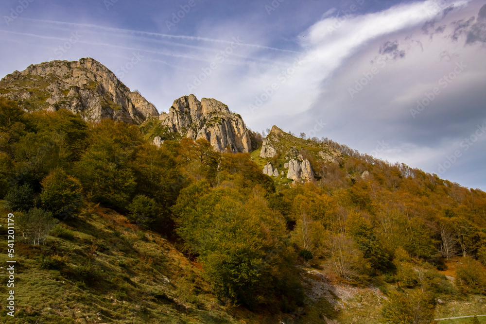 Forêt et cimes des Pyrénées en automne