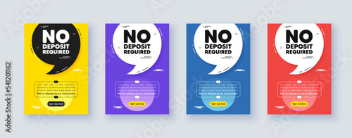 Poster frame with quote, comma. No deposit required tag. Promo offer sign. Advertising promotion symbol. Quotation offer bubble. No deposit required message. Vector