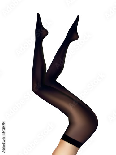 Legs In Black Nylon Pantyhose. Tights Ad Template