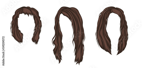 Womens wigs template set. Fashion glamour hairstyles