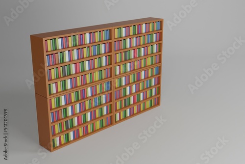 bookshelf, stacked books, color books, bookcase pattern, 3d render