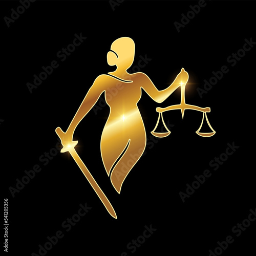 Golden Lady Justice Vector Icon