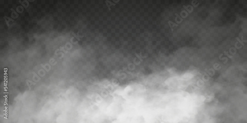 Fog or smoke isolated transparent special effect. White vector cloudiness  mist or smog background. Vector illustration