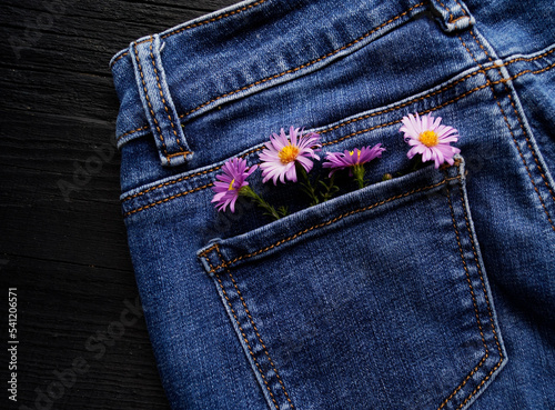 blue jeans with flower