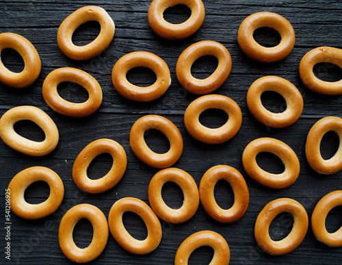 Dryers lie on a black table, top view