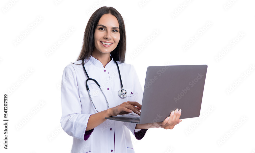 photo of nurse hold laptop for telehealth wear white coat. telehealth from nurse. photo of nurse hold laptop for telehealth wear white coat. telehealth from nurse.