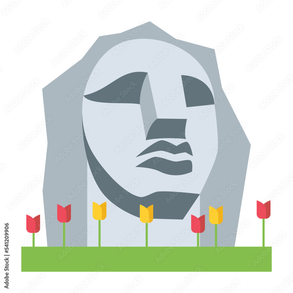 Moai giant stone statues of human figures vector emoji sign design
