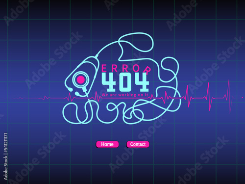 Error 404 medical healthcare background design, stethoscope, ekg line vector illustration. Webpage not working warning sign to use in web development, webpage error, mobile app design projects. 