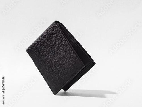 Leather wallet on background. With credit card inside. photo