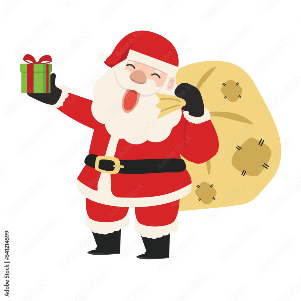 happy Santa Claus character with gift