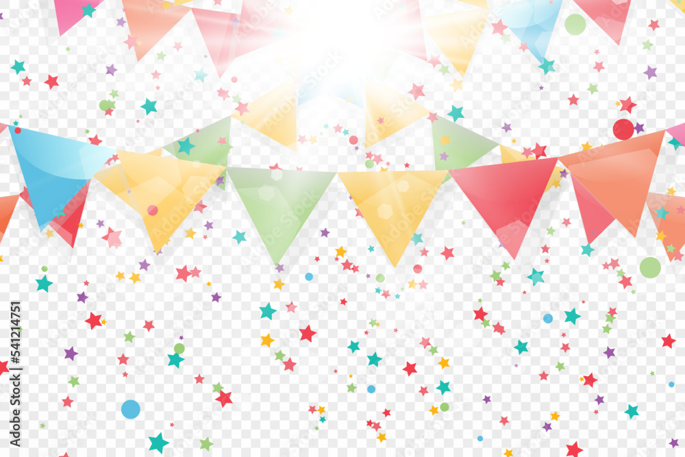 Lots of colorful tiny confetti and ribbons on transparent background. Festive event and party. Multicolor background.Colorful bright confetti isolated on transparent background.	